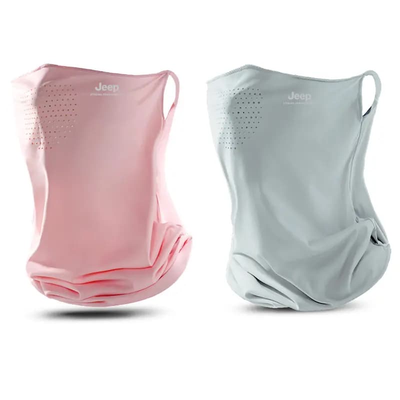Jeep Neck Gaiter Summer Breathable Ice Silk Full Face UV Protection Neck Cover Ear Loop Face Cover Outdoor Riding Polyester Sun Mask Unisex Couple's 7