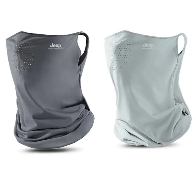 Jeep Neck Gaiter Summer Breathable Ice Silk Full Face UV Protection Neck Cover Ear Loop Face Cover Outdoor Riding Polyester Sun Mask Unisex Couple's 17