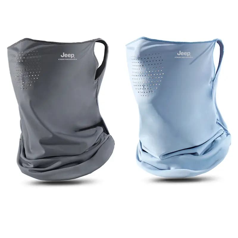 Jeep Neck Gaiter Summer Breathable Ice Silk Full Face UV Protection Neck Cover Ear Loop Face Cover Outdoor Riding Polyester Sun Mask Unisex Couple's 18