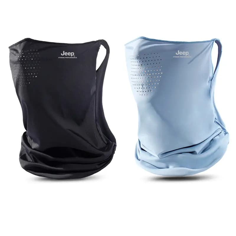Jeep Neck Gaiter Summer Breathable Ice Silk Full Face UV Protection Neck Cover Ear Loop Face Cover Outdoor Riding Polyester Sun Mask Unisex Couple's 12