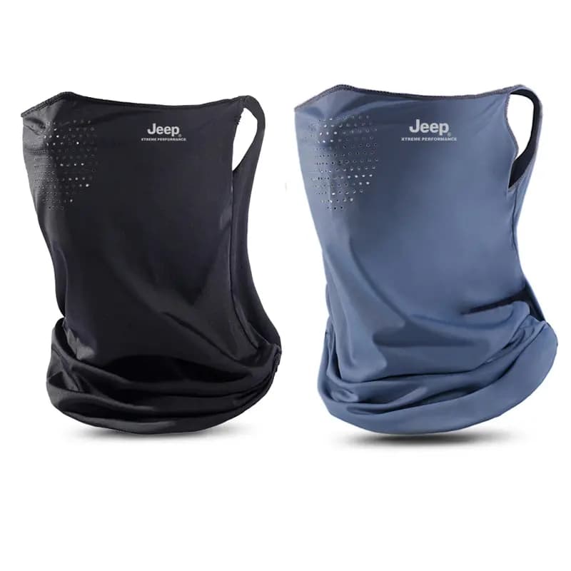Jeep Neck Gaiter Summer Breathable Ice Silk Full Face UV Protection Neck Cover Ear Loop Face Cover Outdoor Riding Polyester Sun Mask Unisex Couple's 15