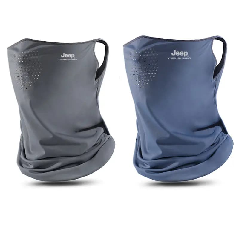 Jeep Neck Gaiter Summer Breathable Ice Silk Full Face UV Protection Neck Cover Ear Loop Face Cover Outdoor Riding Polyester Sun Mask Unisex Couple's 16