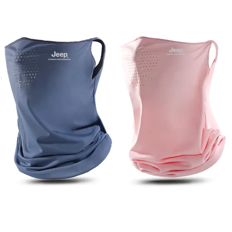 Jeep Neck Gaiter Summer Breathable Ice Silk Full Face UV Protection Neck Cover Ear Loop Face Cover Outdoor Riding Polyester Sun Mask Unisex Couple's 4