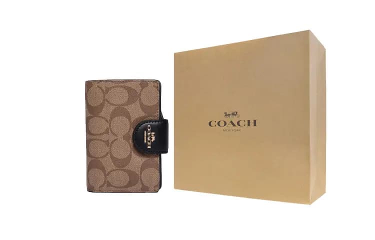 COACH Corner Zip Dəri Əl Çantası Qadın Qəhvəyi/Qara 5