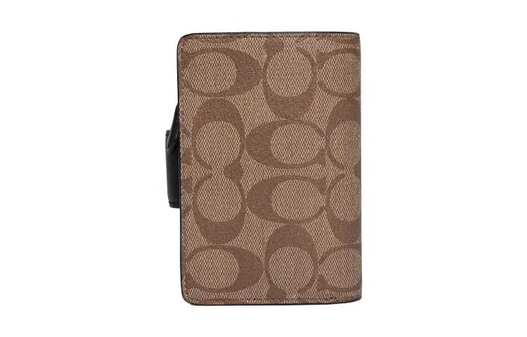 COACH Corner Zip Dəri Əl Çantası Qadın Qəhvəyi/Qara 2
