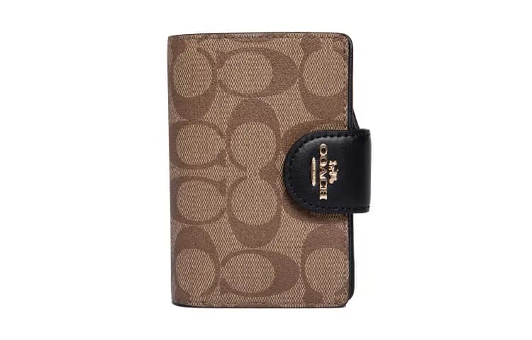 COACH Corner Zip Dəri Əl Çantası Qadın Qəhvəyi/Qara