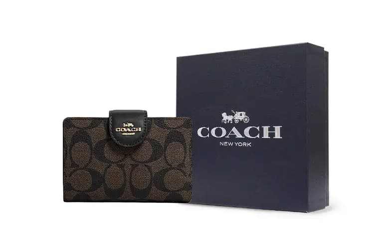 COACH Corner Zip Qadın Çantası Tünd Qəhvəyi/Qara 7
