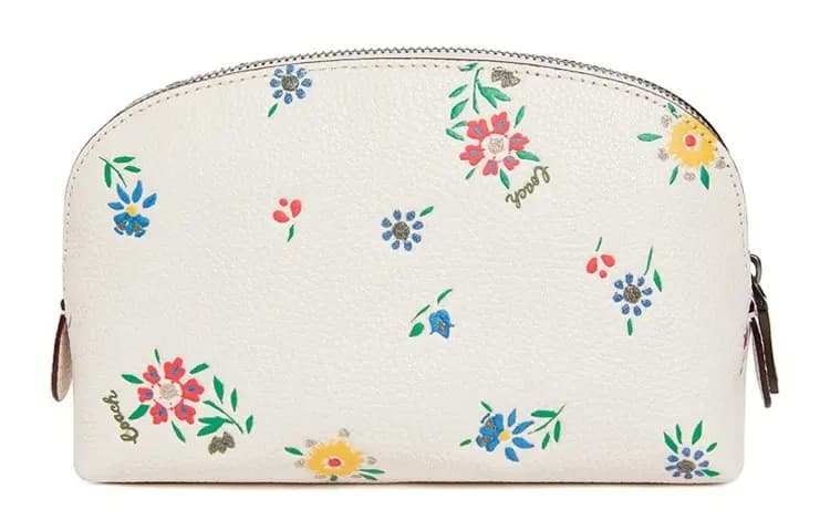 COACH Floral Print Qadın Kosmetika Çantası Ağ 4