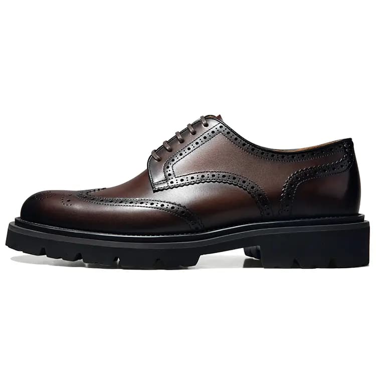 THOM WILLS Brogues Business Casual Derby Shoes Dress Shoes Men's Dark Brown Polished