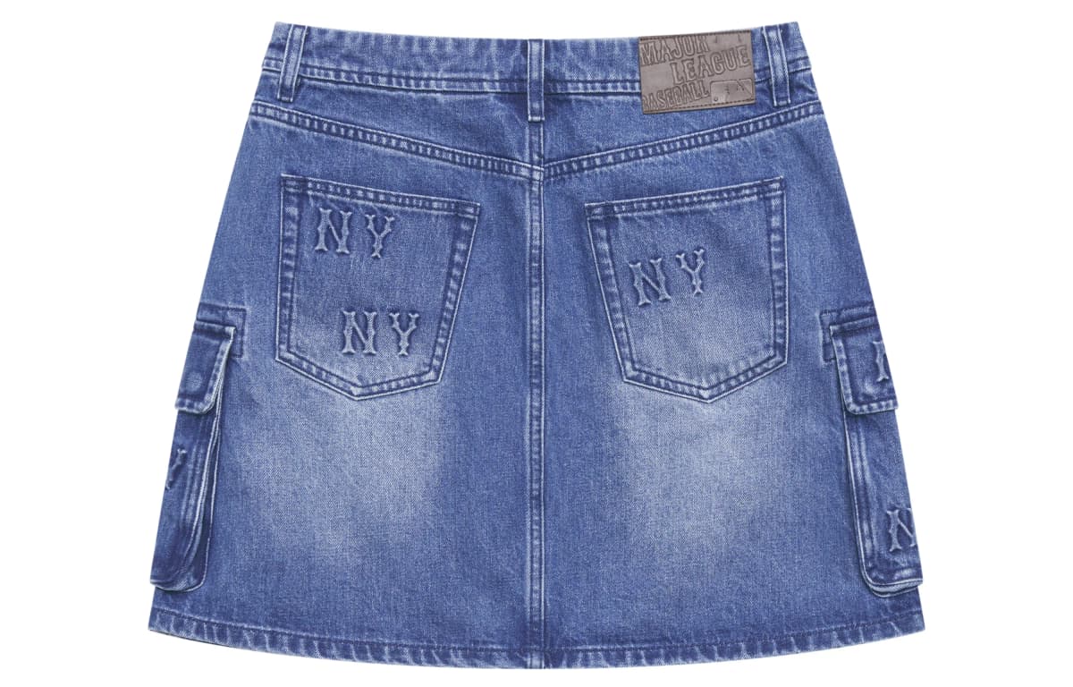 MLB MONOGRAM Reading Collection Denim Short Skirts Women's Indigo 2