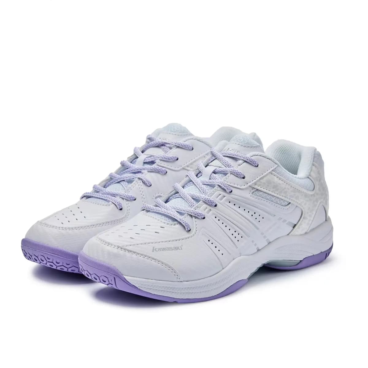Kawasaki Wind chasing Series Anti Slip Wear Resistant Low Top Badminton Shoes Unisex White Purple