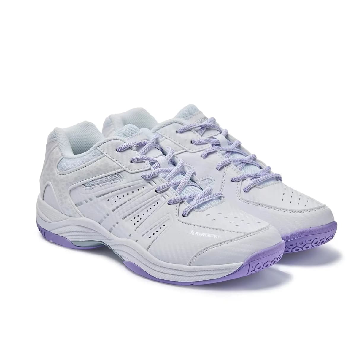 Kawasaki Wind chasing Series Anti Slip Wear Resistant Low Top Badminton Shoes Unisex White Purple 4
