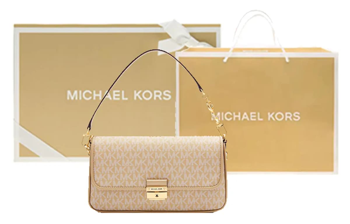 MICHAEL KORS Bradshaw Leather Shoulder Bag Trumpets Women's Camel 7