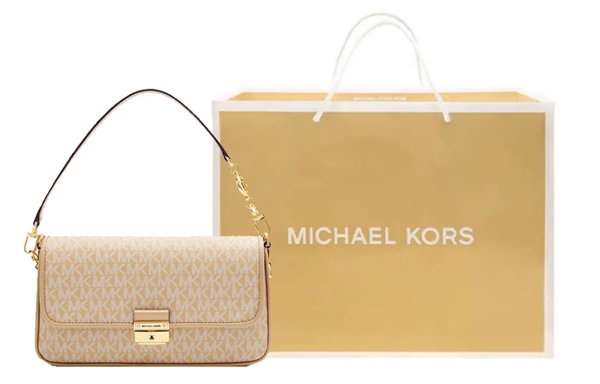 MICHAEL KORS Bradshaw Leather Shoulder Bag Trumpets Women's Camel 9