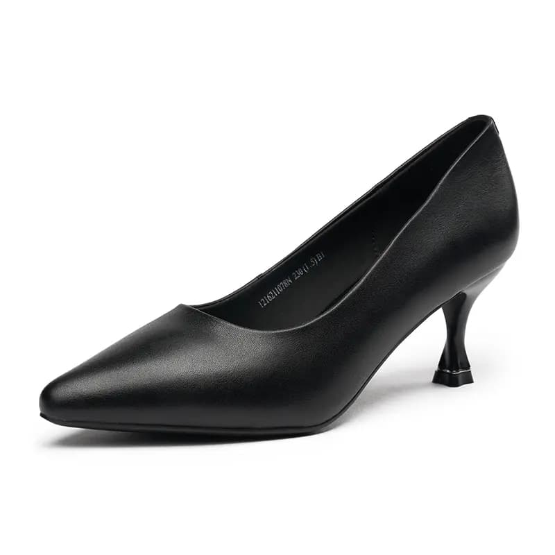 AOKANG Cow Leather Versatile Fashion High Heels Women's 6