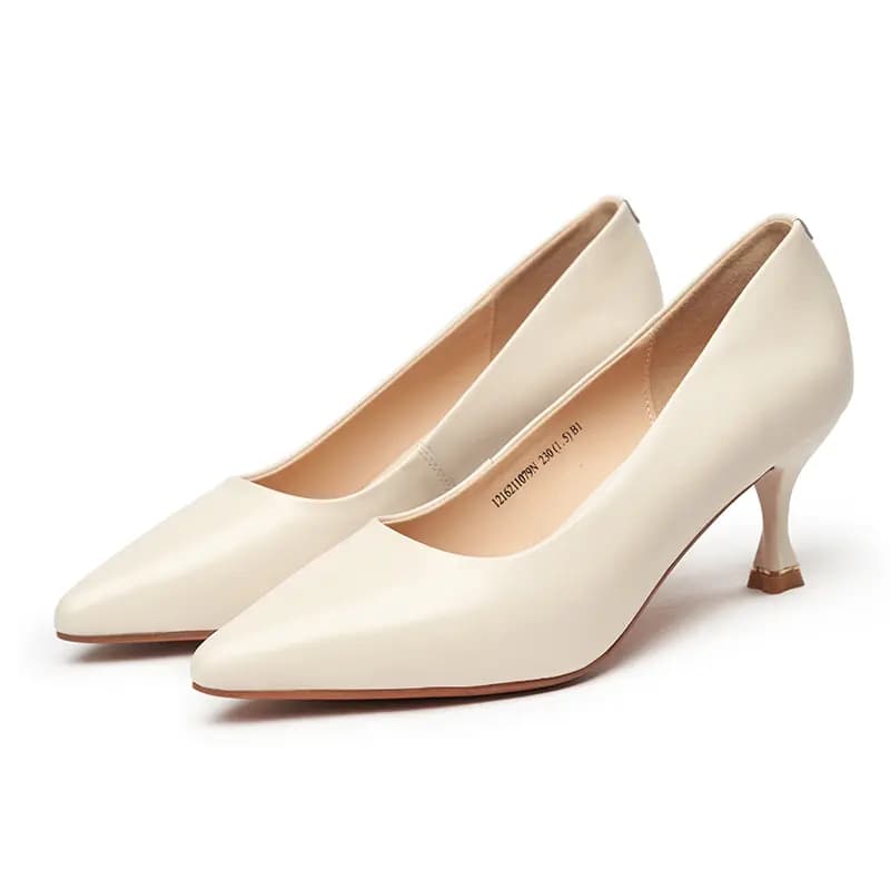 AOKANG Cow Leather Versatile Fashion High Heels Women's 4