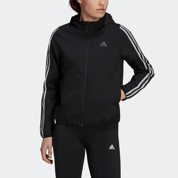 adidas Classic Stripes Woven Hooded Jacket Women's Black 3