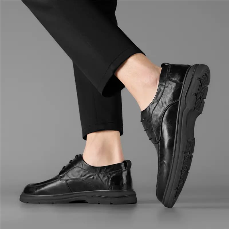 AOKANG Calf Leather Wear-Resistant Slip-Resistant Breathable British Versatile Casual Dress Shoes Men's Black 8