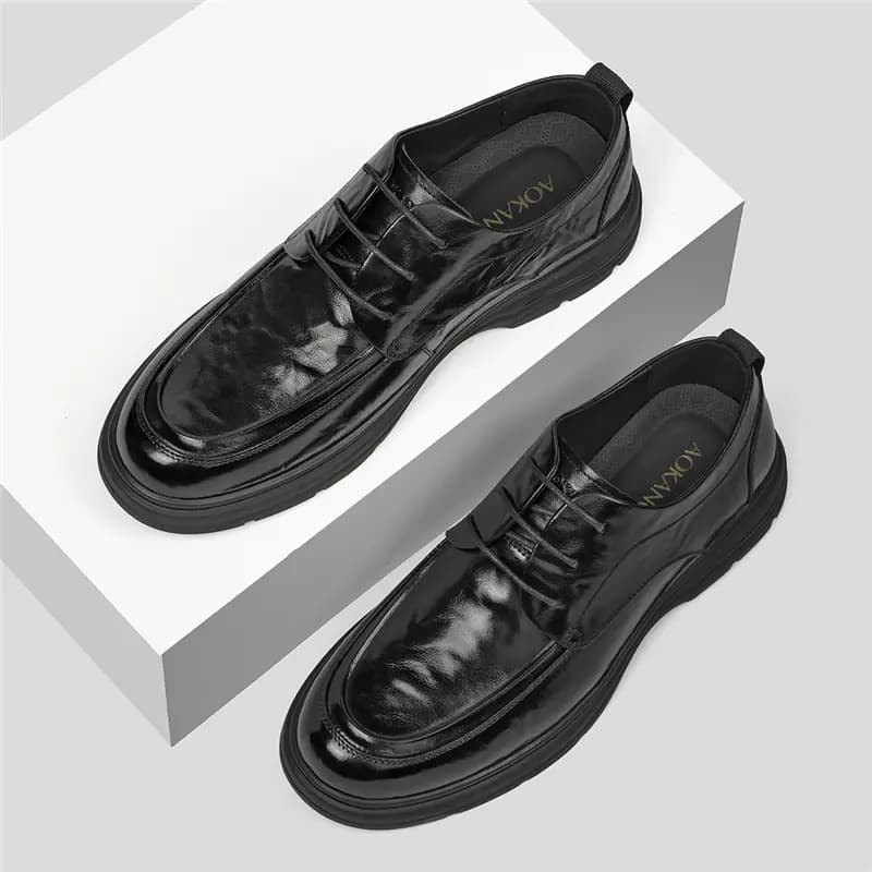 AOKANG Calf Leather Wear-Resistant Slip-Resistant Breathable British Versatile Casual Dress Shoes Men's Black 11