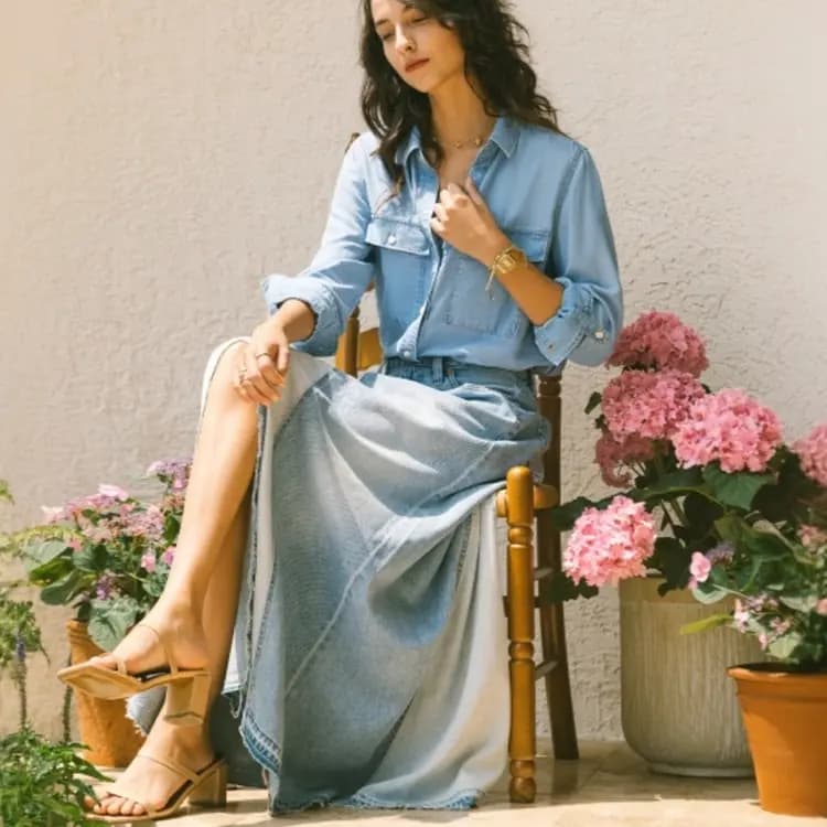 Levi's SS24 Denim Maxi Ətək Qadın Mavi 4