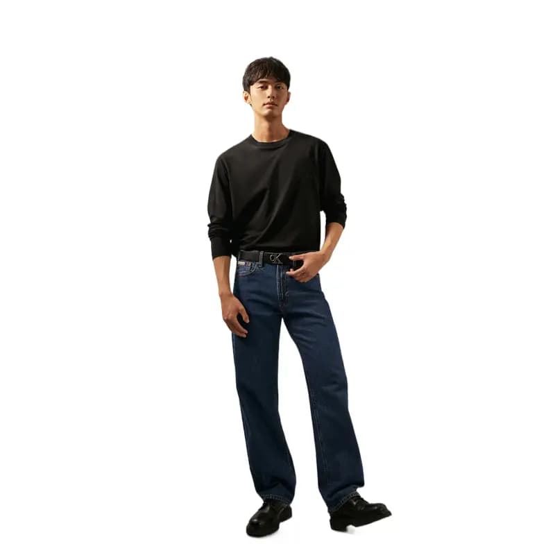 CALVIN KLEIN Cow Leather Belts Men's Space Black Width  3.5cm 6