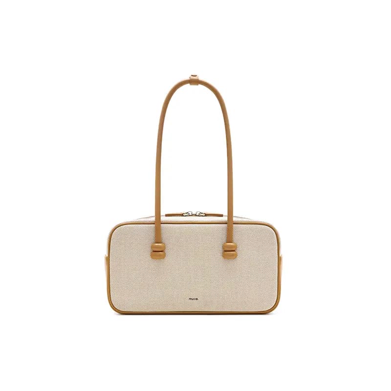MUVA Cow Leather Shoulder Bag Women's Burnt Tea Brown/Twilight Black/Ecru/Party Red 7