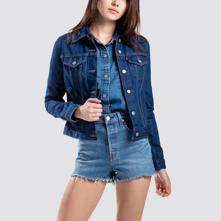 Levis Cropped Coats Women's Dark Denim 5
