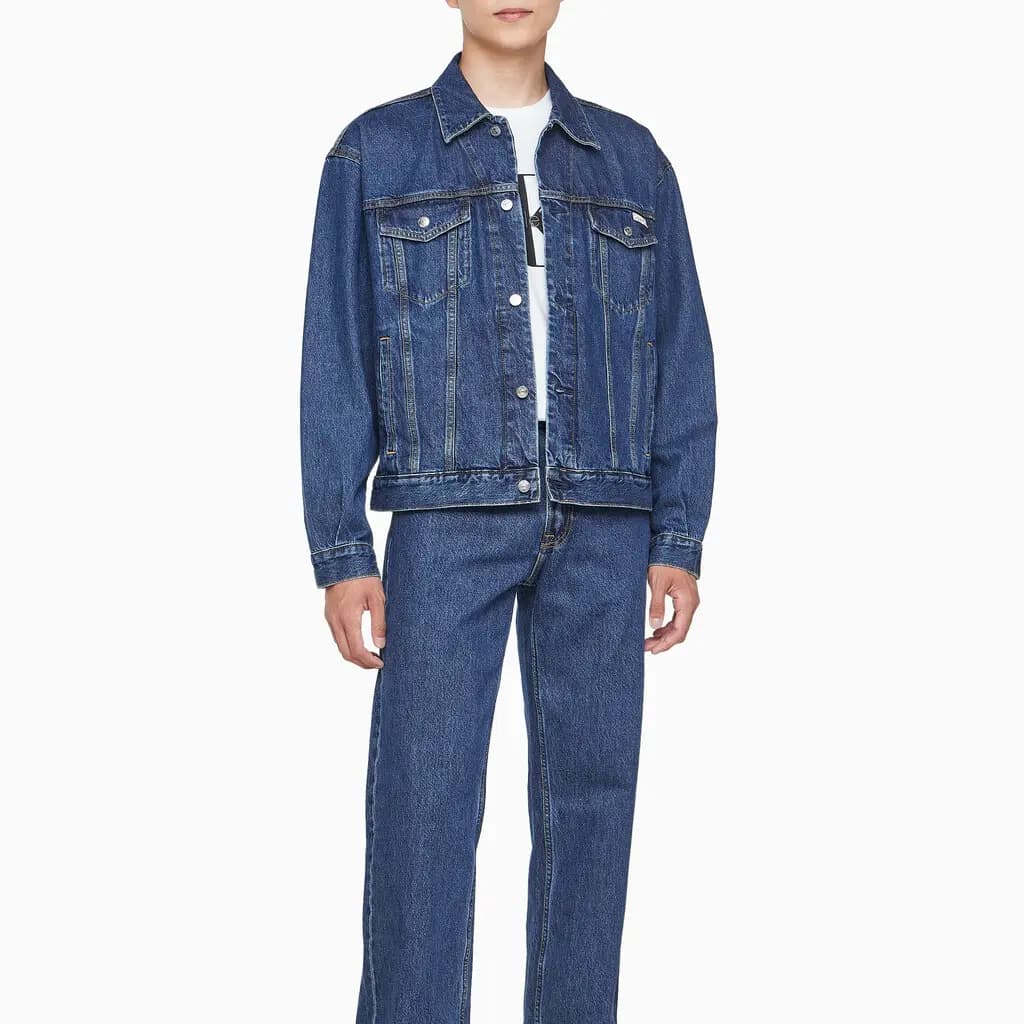 Calvin Klein Kişi Denim Pencəyi Tünd Göy 4