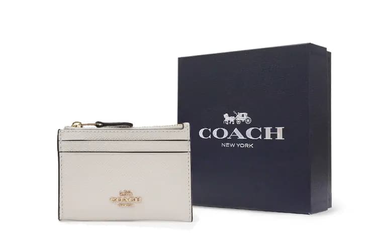 COACH Mini Id Skinny Leather ID Holder Key Pouches Card Holders Mini Women's White 6