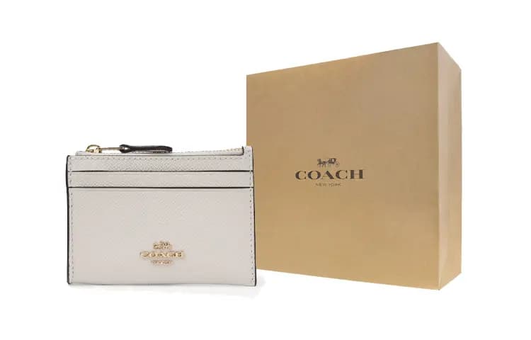 COACH Mini Id Skinny Leather ID Holder Key Pouches Card Holders Mini Women's White 5