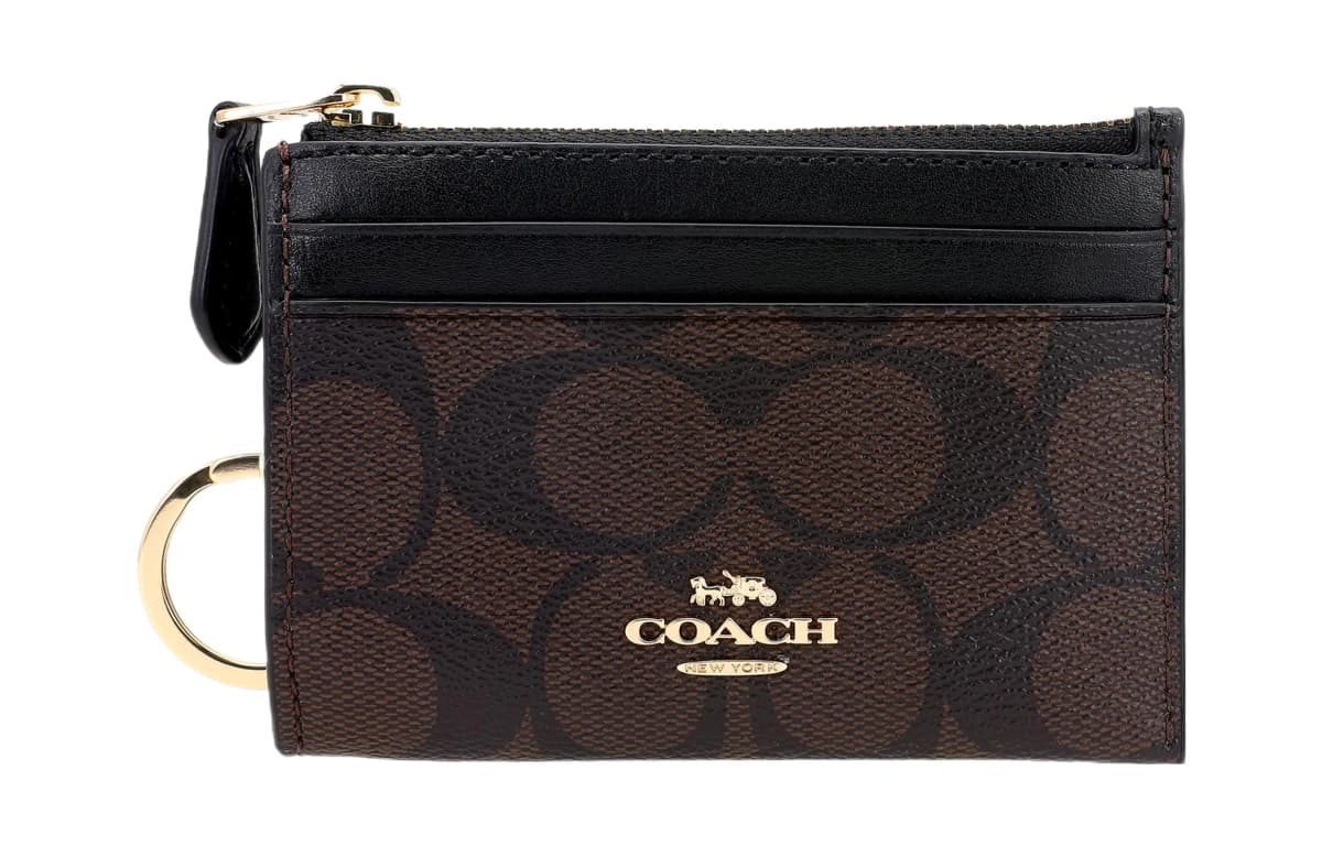 COACH Mini Id Dəri Kartlıq Qadın Tünd Qəhvəyi