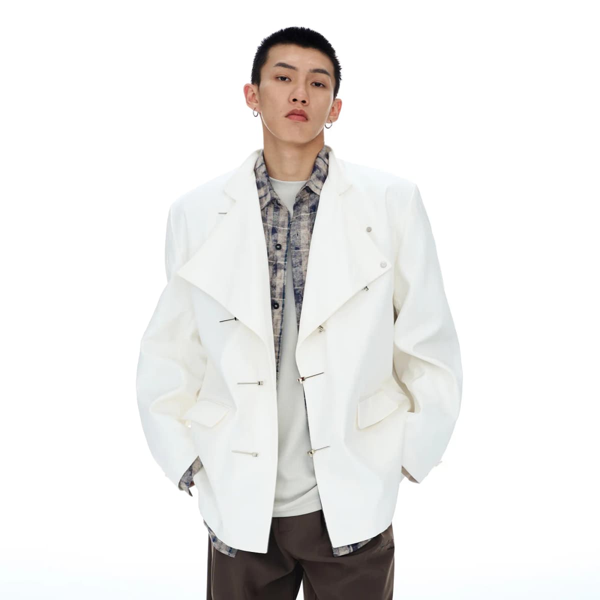 BJHG Deconstruction Asymmetric Frog Button Jacket Unisex 8