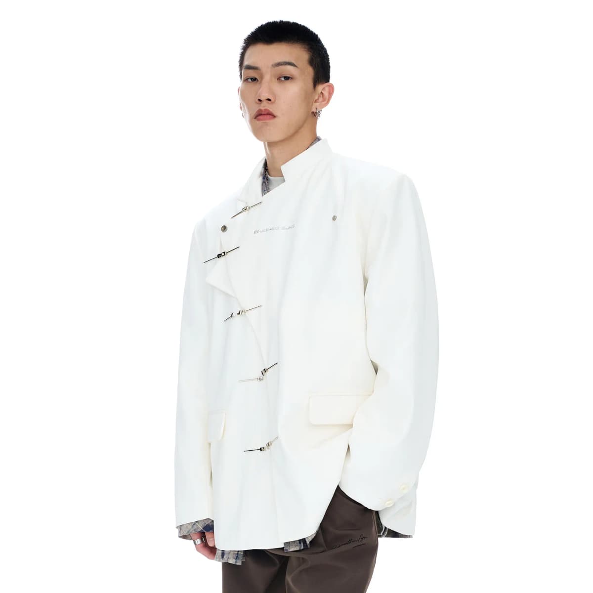 BJHG Deconstruction Asymmetric Frog Button Jacket Unisex 9