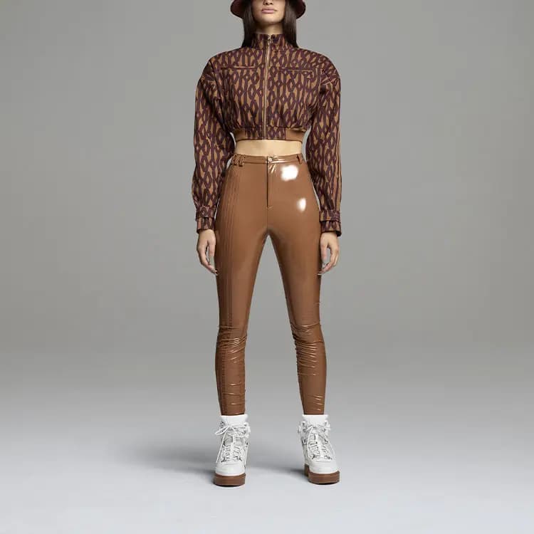 Adidas Originals Ivy Park Crop Monogram Qadın Pencəyi Qəhvəyi/Qırmızı 3