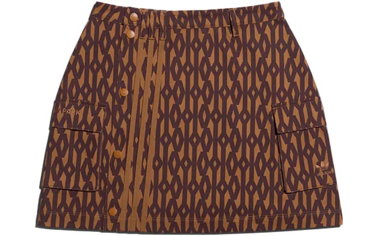 Adidas Originals Ivy Park Monogram Skirt Wild Brown/Night Red