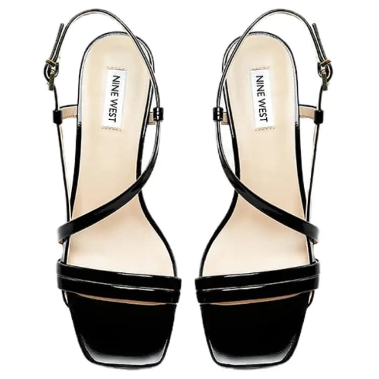 NINE WEST Calf Leather One-Strap Sandals Qadın 4