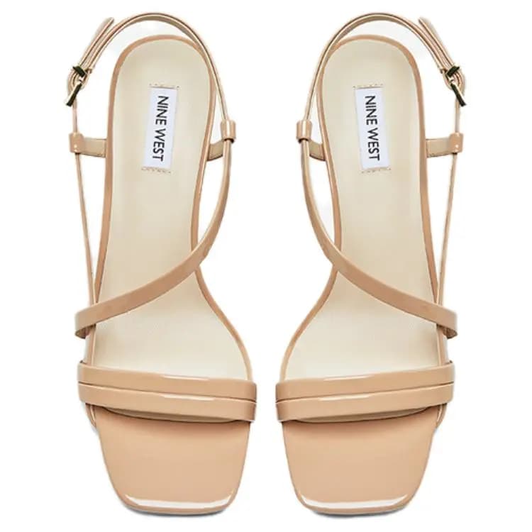 NINE WEST Calf Leather One-Strap Sandals Qadın 10