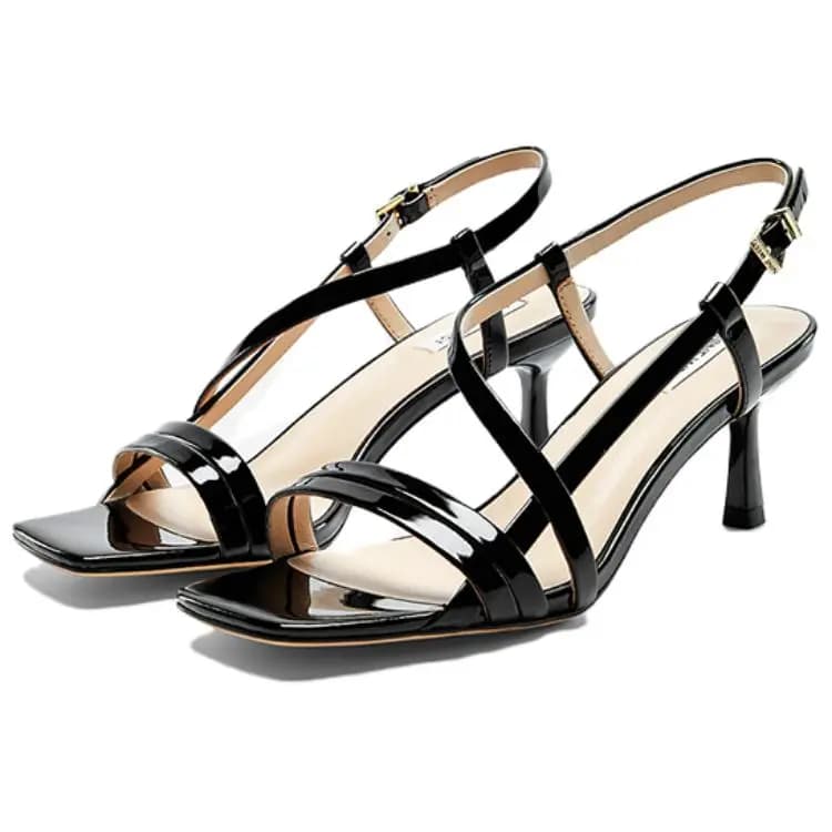 NINE WEST Calf Leather One-Strap Sandals Qadın 3