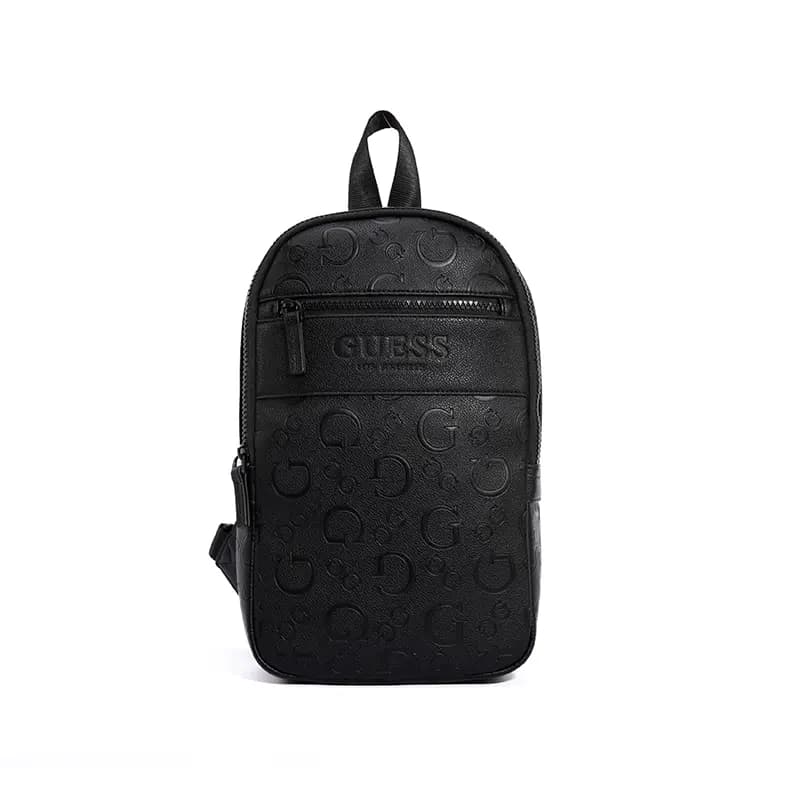 GUESS Retro All-Over Print Monogram Versatile Casual Synthetic Leather Chest Bag Regular Men's Black