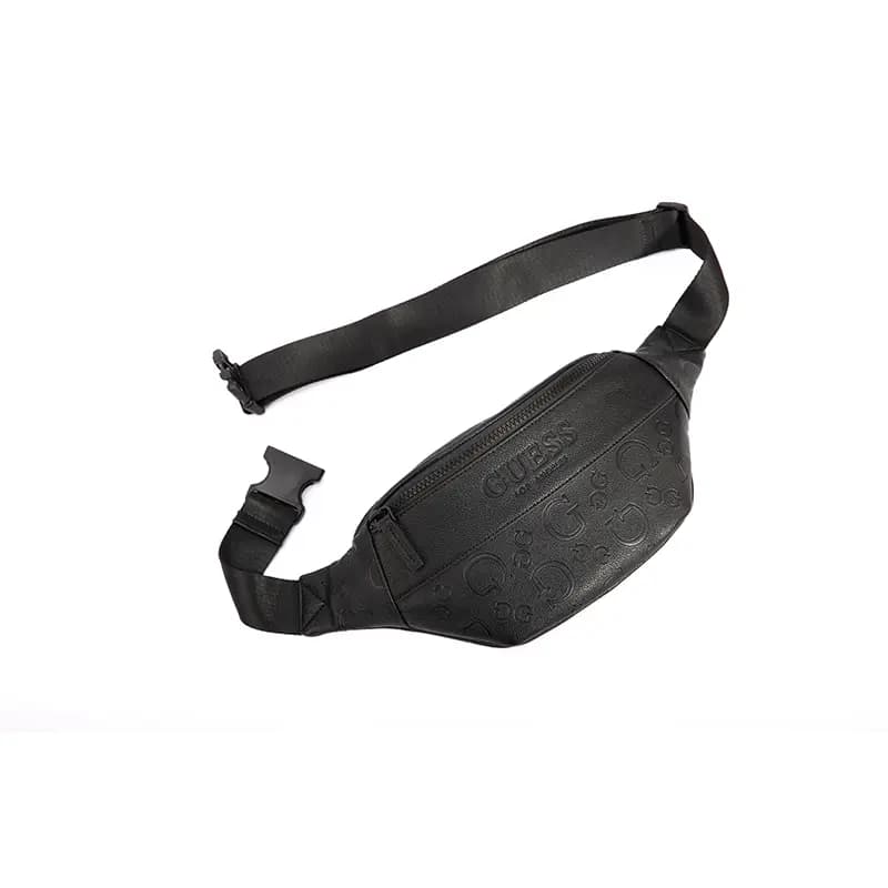 GUESS Synthetic Leather One Shoulder Crossbody Fanny Pack Sling Bag Regular Men's Black/Dark Gray 6