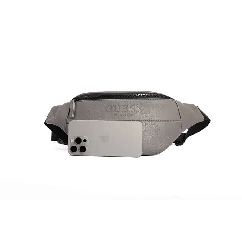 GUESS Synthetic Leather One Shoulder Crossbody Fanny Pack Sling Bag Regular Men's Black/Dark Gray 9