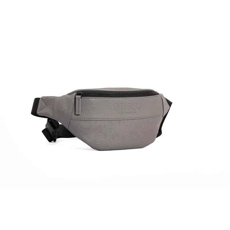 GUESS Synthetic Leather One Shoulder Crossbody Fanny Pack Sling Bag Regular Men's Black/Dark Gray 10