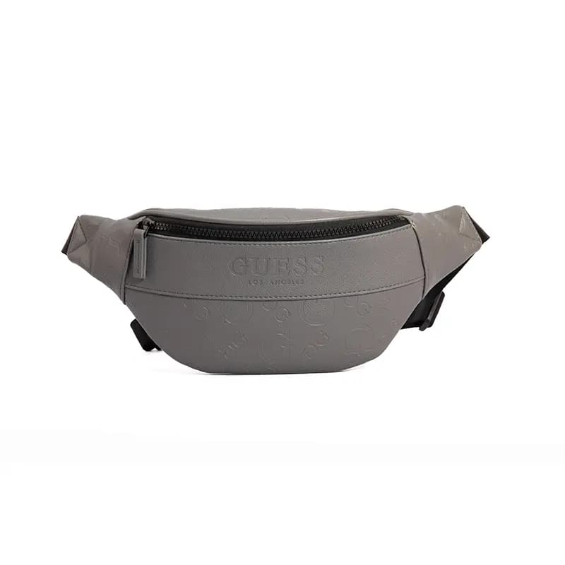 GUESS Synthetic Leather One Shoulder Crossbody Fanny Pack Sling Bag Regular Men's Black/Dark Gray 8