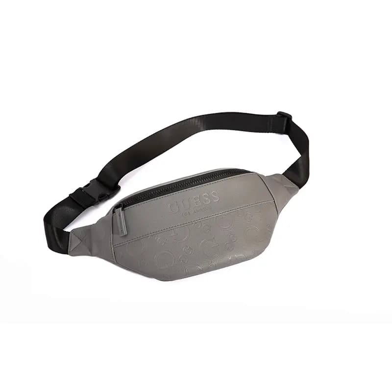 GUESS Synthetic Leather One Shoulder Crossbody Fanny Pack Sling Bag Regular Men's Black/Dark Gray 12