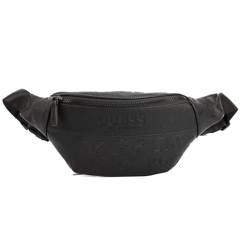 GUESS Synthetic Leather One Shoulder Crossbody Fanny Pack Sling Bag Regular Men's Black/Dark Gray