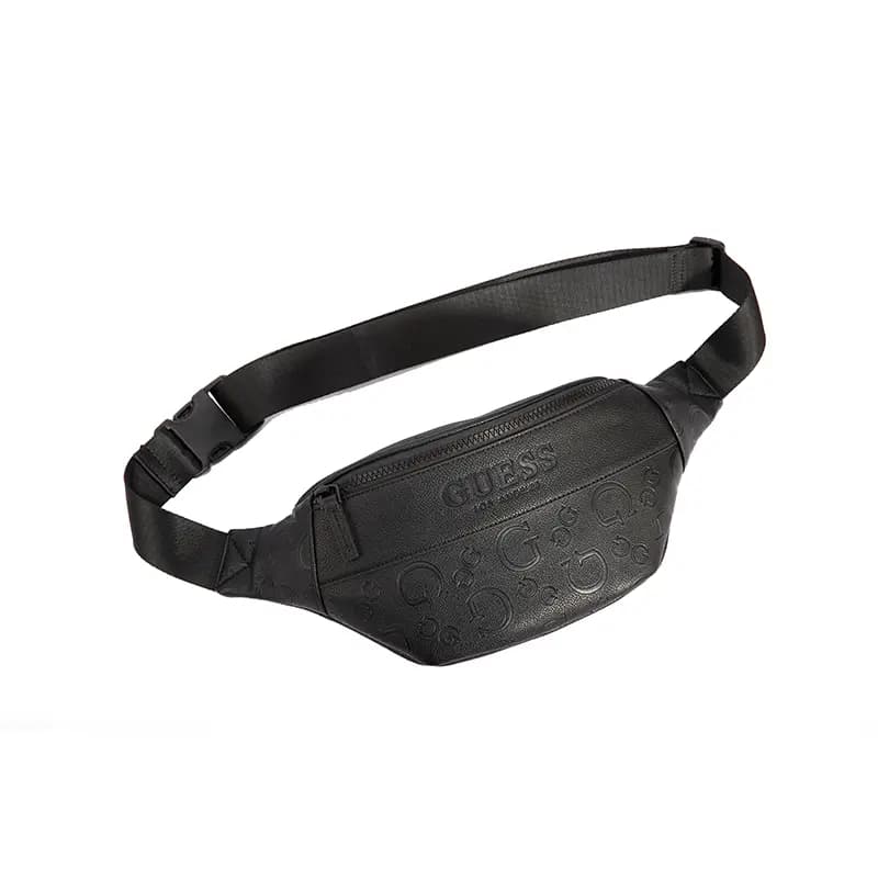 GUESS Synthetic Leather One Shoulder Crossbody Fanny Pack Sling Bag Regular Men's Black/Dark Gray 7