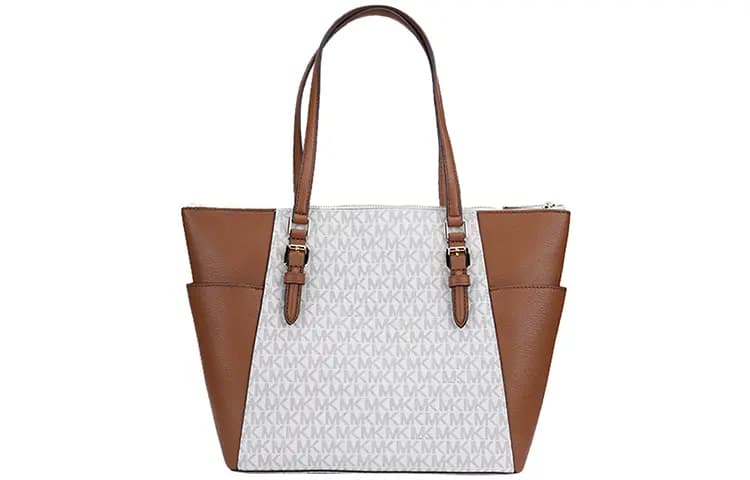 MICHAEL KORS PVC With Leather Tote Bag Shopping Bag Ear Bag Handbag Shoulder Bag Women's Vanilla Multicolor 3