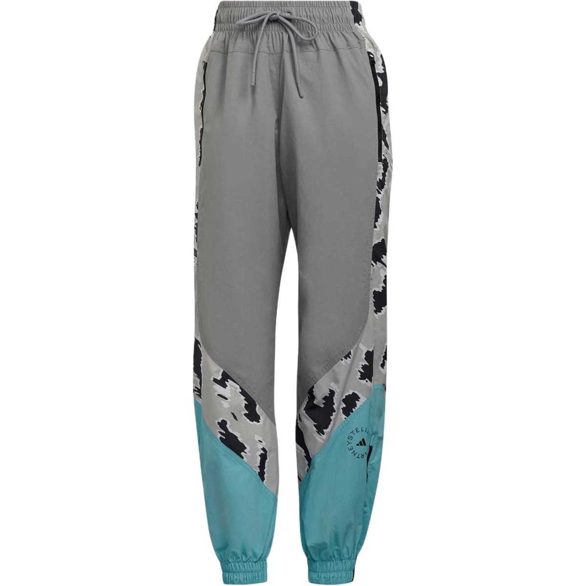 Adidas Stella McCartney COLOR BLOCKED TRACK PANTS Knitted Sports Pants Women's Aluminum Gray/Aqua Green