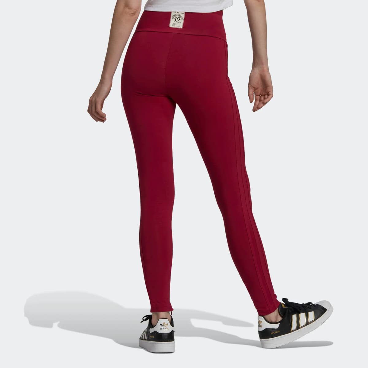 adidas Class of 72 Leggings Brand Logo Print Slim Fit Elastic High-Waist Casual Sports Leggings Women's Wine Red 2