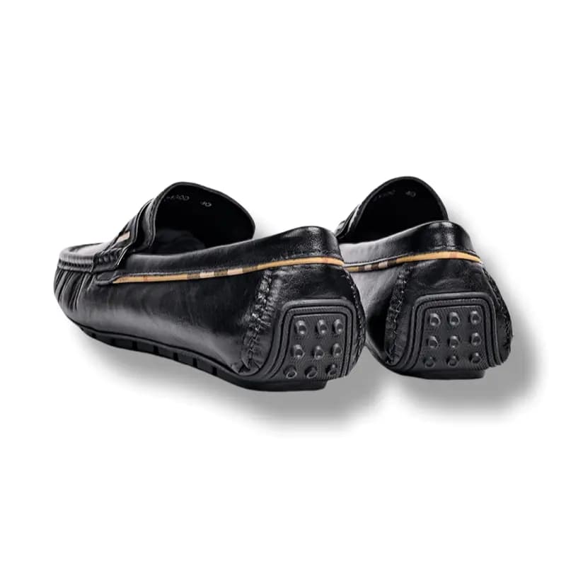 Brounvanm Top Layer Cowhide Leather Casual Loafers Men's Black 6